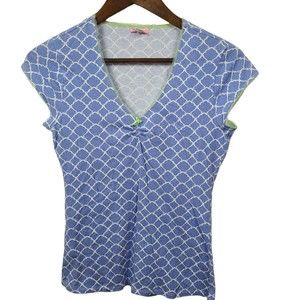 Lily Pulitzer Shell Pattern Short Sleeve V Neck Blouse XS